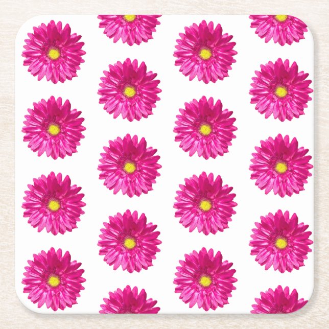 Hot Pink Daisy Floral coasters (Front)