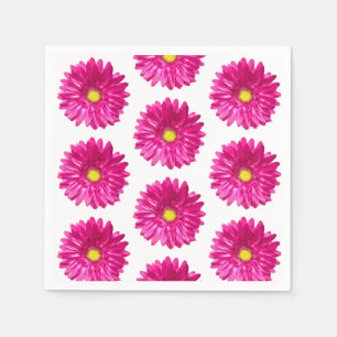 Hot Pink Daisy Floral Paper Napkins