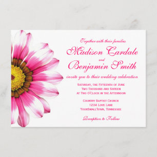 Hot Pink Daisy Flower Wedding Invitations