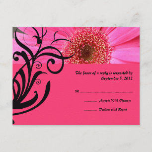 Hot Pink Daisy Wedding RSVP Card