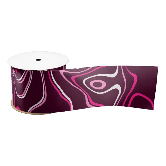 Hot pink damascus abstract swirls cool pattern satin ribbon (Spool)