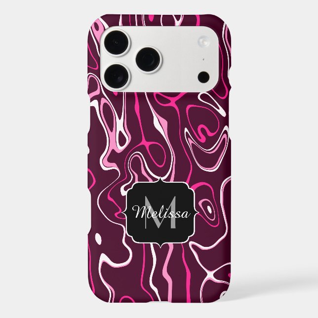 Hot pink damascus abstract swirls Custom Monogram (Back)