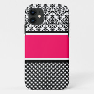 hot pink damask iPhone 11 case
