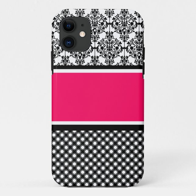hot pink damask Case-Mate iPhone case (Back)
