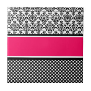 hot pink damask ceramic tile
