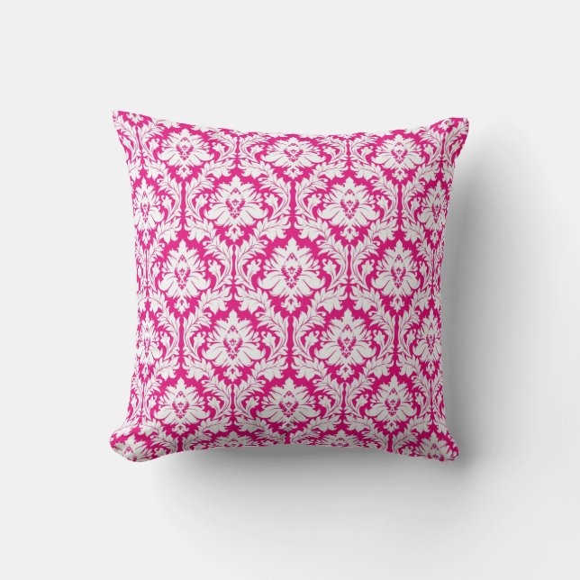 Hot Pink damask Cushion (Front)