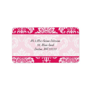 Hot Pink Damask Customisable Address Labels