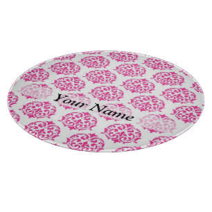 Hot pink damask cutting board
