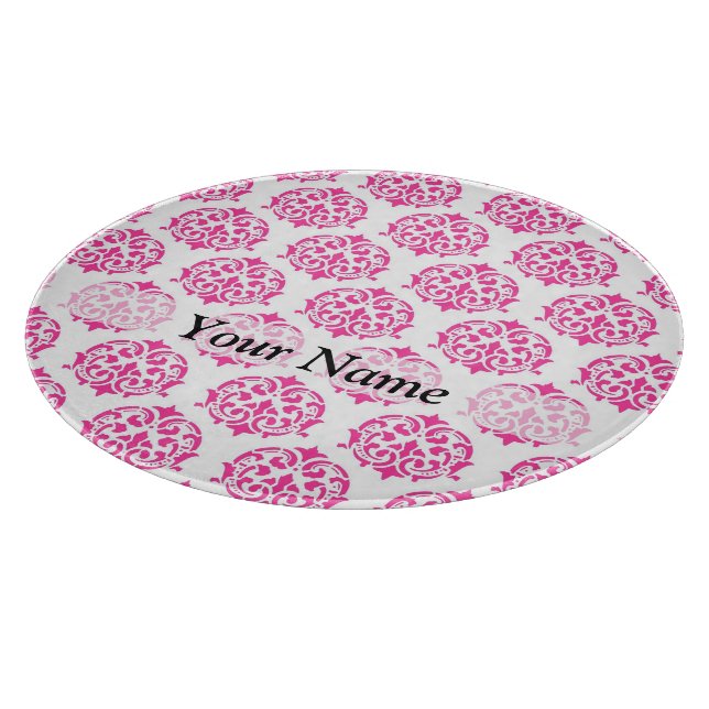 Hot pink damask cutting board (Corner)