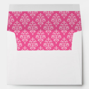 Hot Pink Damask Envelope 5x7