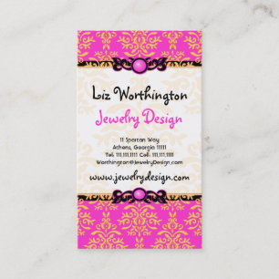 Hot Pink Damask for Fashion Designer, Stylist Business Card