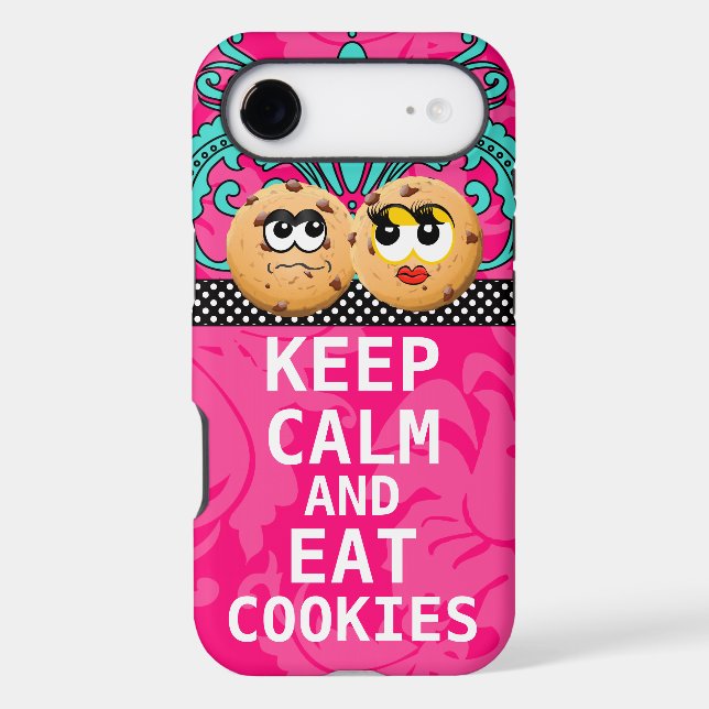 Hot Pink Damask KEEP CALM AND Eat Cookies (Back)