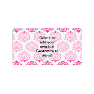 Hot pink damask label