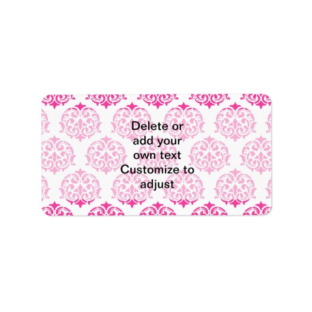 Hot pink damask label (Front)