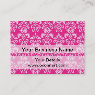 Hot pink damask pattern business card