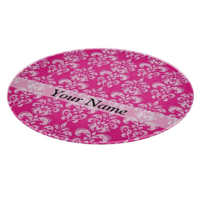 Hot pink damask pattern cutting board (Corner)