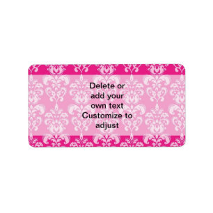 Hot pink damask pattern label