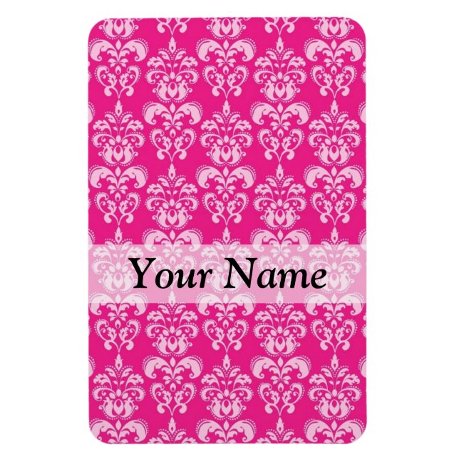 Hot pink damask pattern magnet (Vertical)
