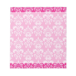 Hot pink damask pattern notepad