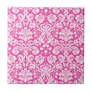 Hot pink damask pattern tile