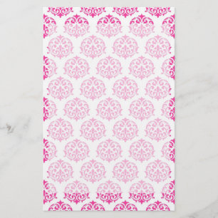 Hot pink damask stationery