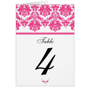 Hot Pink Damask Table Seating Number