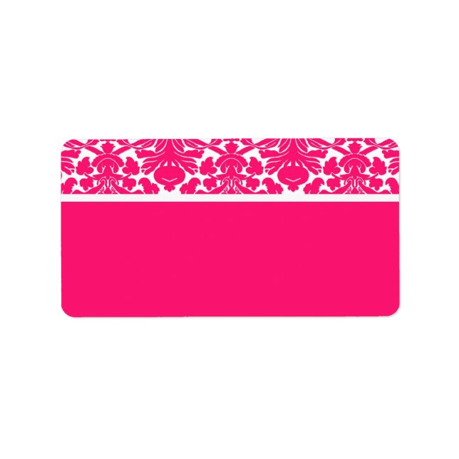 Hot Pink Damask Wedding Address Labels (Front)