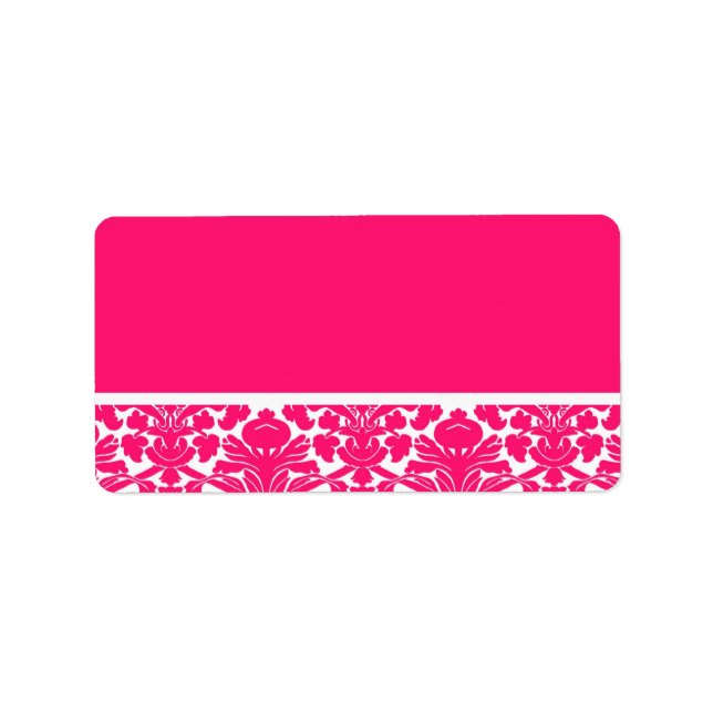 Hot Pink Damask Wedding Address Labels (Front)