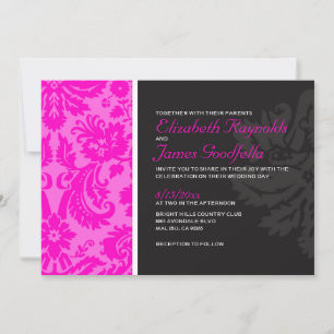 Hot Pink Damask Wedding Invitations