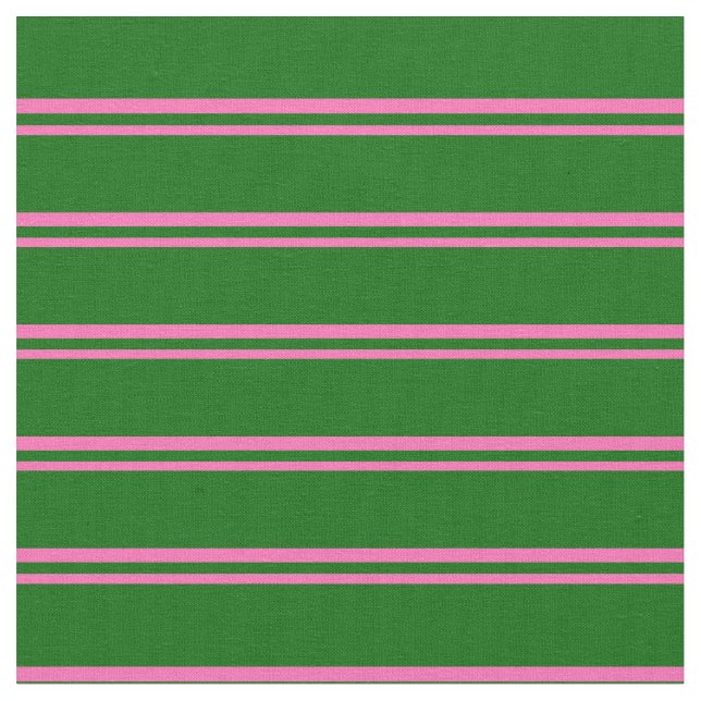 Hot Pink & Dark Green Coloured Lines Fabric (Close Up)