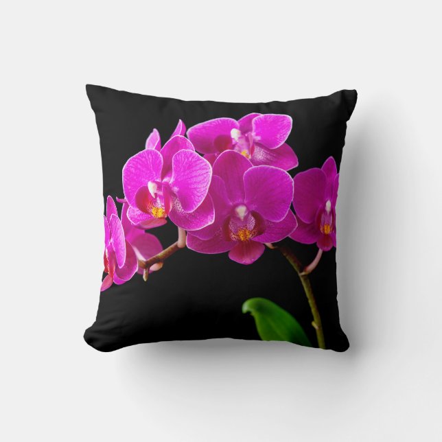 Hot Pink Dendrobium Orchid Flower Orchids Template Cushion (Front)