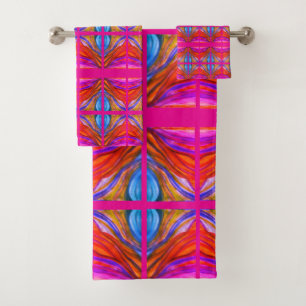 Hot Pink Desert Inspirations large Throw pillow Bath Towel Set