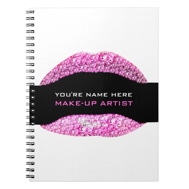 Hot Pink Diamond Bling Make-Up Artist 80 Page Notebook (Front)