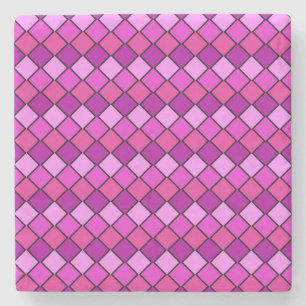 Hot Pink Diamond Checked Square Coaster