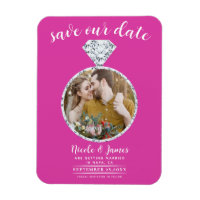 Hot Pink Diamond Ring Bling Photo Save the Date