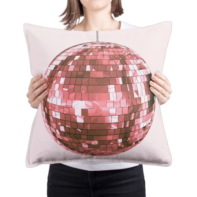 Hot Pink Disco Ball, Girly Bedroom Accent, Retro Cushion (Creator Uploaded)