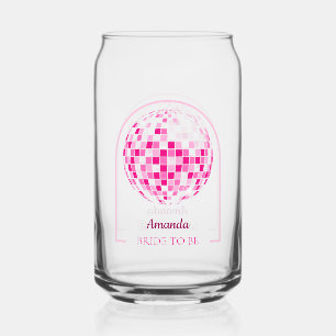 Hot Pink Disco Boogie Bridal Shower Can Glass