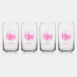Hot Pink Disco Boogie Bridal Shower Can Glass