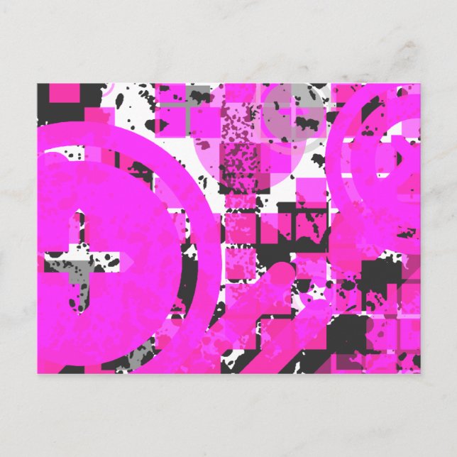 hot pink distressed chex : postcard (Front)