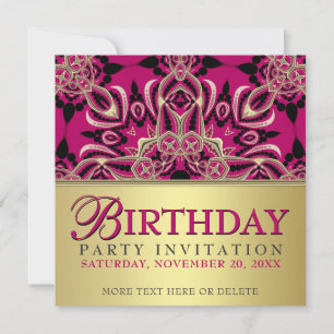 Hot Pink Diva Gal Birthday Party Invitations