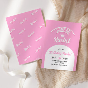 Hot Pink Doll Invite, Fashion Doll Party Invitation