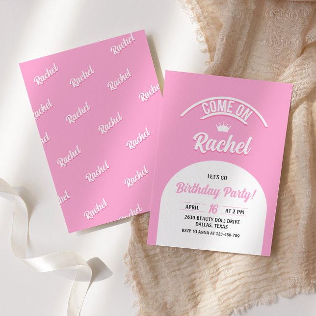 Hot Pink Doll Invite, Fashion Doll Party Invitation (Creator Uploaded)