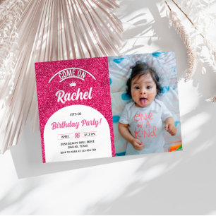 Hot Pink Doll Photo Invite, Fashion Doll Party Invitation