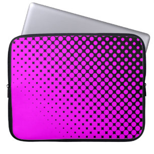 Hot Pink Dots on Black Computer Sleeve
