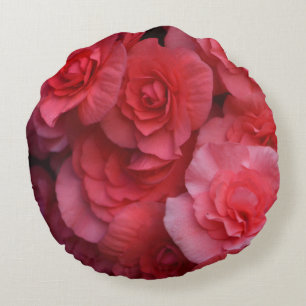 Hot Pink Double Begonia Round Cushion