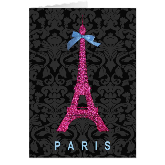 Hot Pink Eiffel Tower in faux glitter (Front)