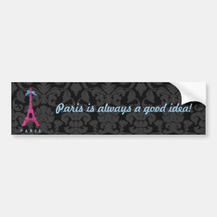 Hot Pink Eiffel Tower in faux glitter Bumper Sticker