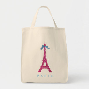 Hot Pink Eiffel Tower in faux glitter Tote Bag
