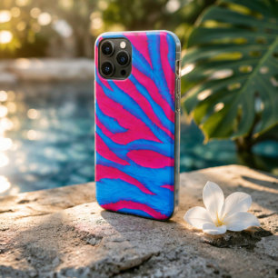 Hot Pink & Electric Blue Fuzzy Zebra Neon Y2K iPhone 11 Pro Case