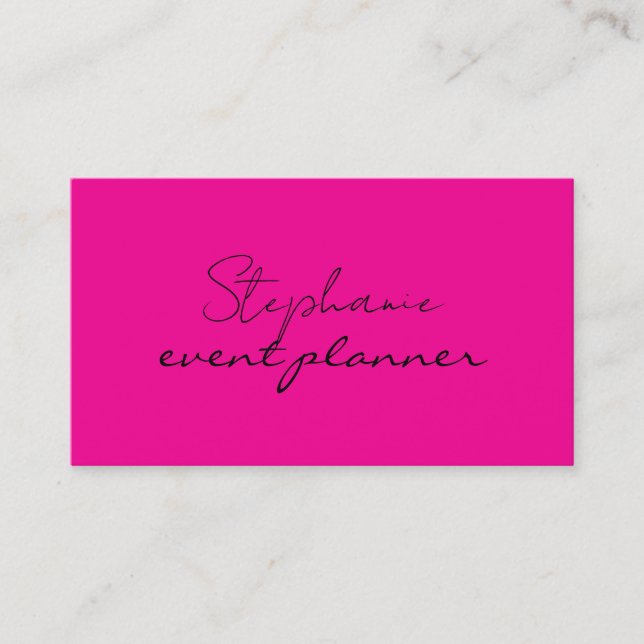 Hot Pink Elegant Girly Professional Bright Trendy Business Card (Front)